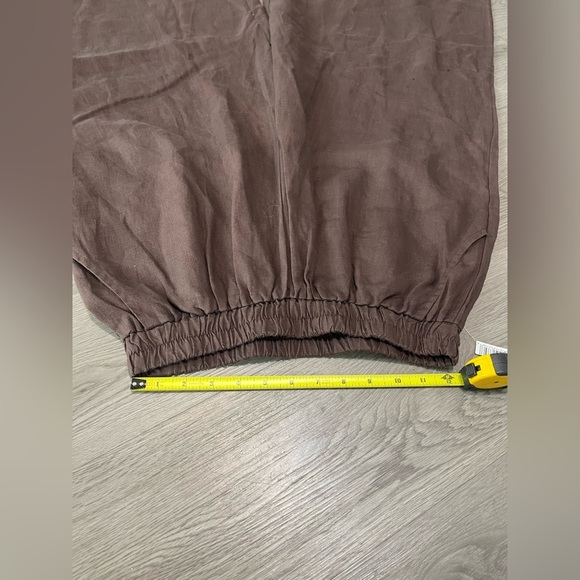 NWT brown linen wide leg pant size large - Picture 4 of 8